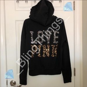 💎Rare VS PINK Zebra Cheetah Bling Full Zip💎